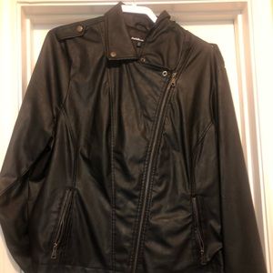 Leather bomber jacket.